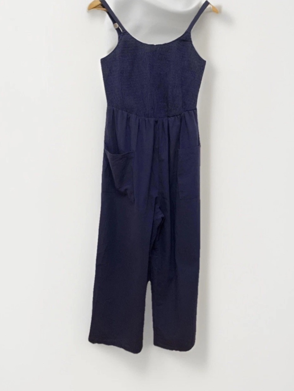 💐 2 for $25 BloomChic Navy Blue Women’s One-Piece Smocked Jumpsuit with Pockets